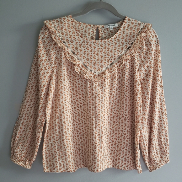 Madewell Ruffle-Yoke Prairie Top in Cutout Blooms, Size Small - Picture 4 of 16